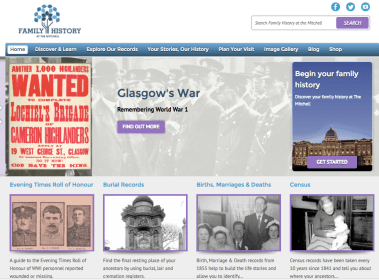 Screenshot of the Family History at the Mitchell website