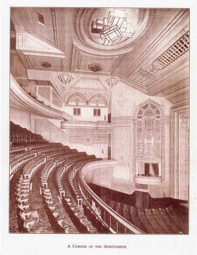 View across the upper circle in a 1930s theatre auditorium